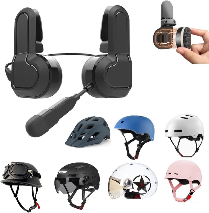 Half Face Motorcycle Helmet Headset, Wireless Bluetooth Headphone for Cycling IPX6 Waterproof AI Voice Assistant Magnetic Install 2 Speaker NO Intercom Function