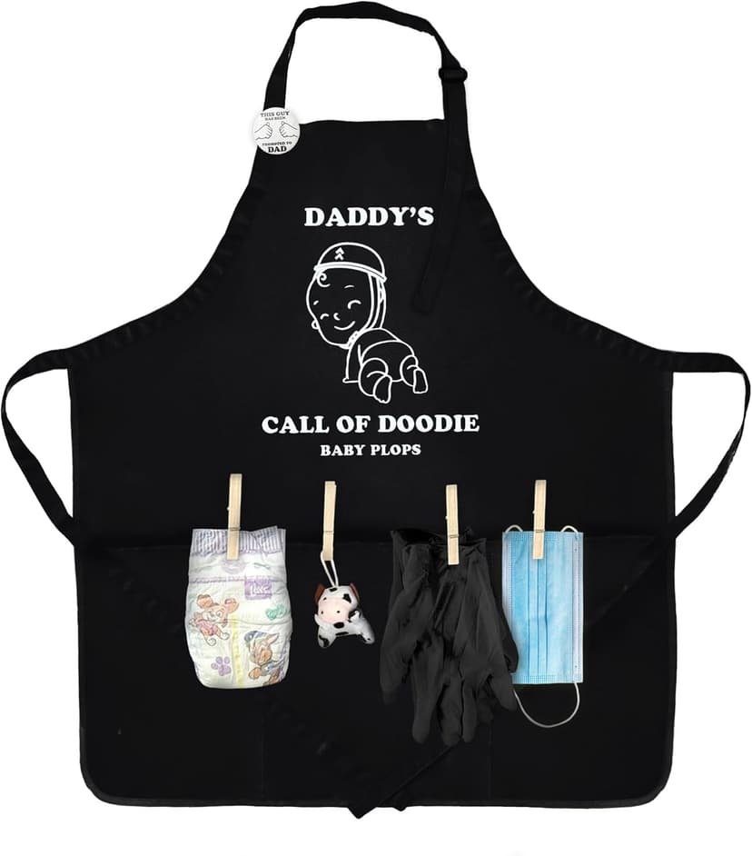 MUNIFICENCE APRON DADDY TO BE GAG GIFT, BABY SHOWER FUNNY ACTIVITY, GENDER REVEAL, NEW DADDY