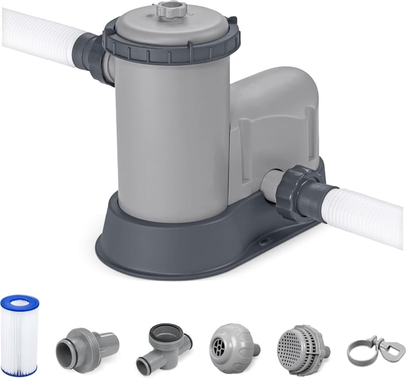 Bestway 1,500 GPH Filter Pump for Above Ground Swimming Pool with Type III A/C Cartridge, Adapter Accessories and Timer