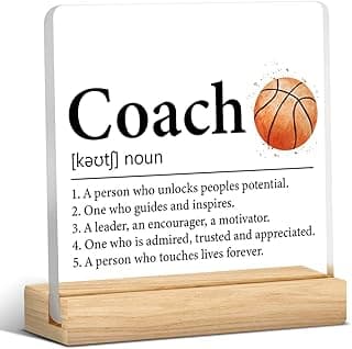 OOINISUU Coach Appreciation Gift, Best Basketball Coach Gifts for Men Women, Coach Definition Clear Desk Decorative Sign Acrylic Plaque Sign Home Office Desk Decor 4x4 Inch