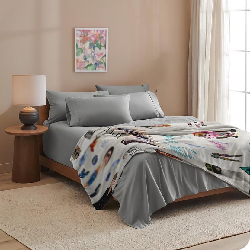 Music Blanket,Fall Throw Blanket,Singer Blankets,Music Flannel Blanket,Fuzzy Blanket,Decorations for Room Christmas Birthday Valentines Day Gifts for Women Girls Friend Fan (White 2)