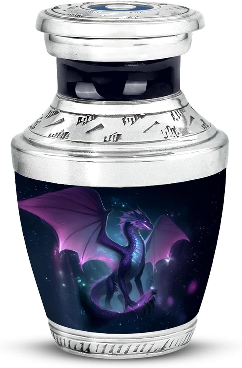 Blue Cremation Urns, Mini Urn, Burial Urn for Men Ashes, Urn for Women Dragon Urn, 3 Inch Memorial Urn for MoM, Small Funeral Urns for Human Ashes B0FFZCN1G6