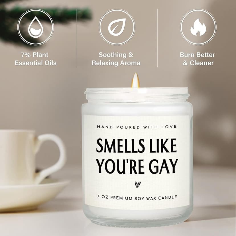 Smells like You’re Gay Candle, Gag Gifts for Friend Boyfriend Men, Funny Birthday Handmade Lavender Gay Candle Gifts 7oz SteadStyle Pride Mouth Gay Gifts, Pride Gifts for Brother Lesbian LGBT B0DR7VFTM4
