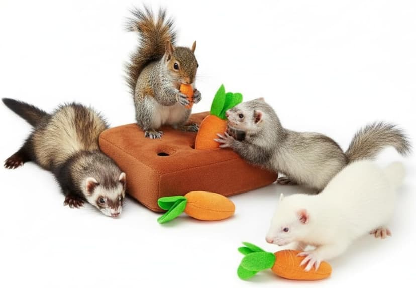 Ferret Foraging Toys Novelty Carrot Snuffle Mat Interactive Pet Treat Enrichment Toys for Small Animals Bunny Rabbit Chinchilla Guinea Pig Hamster (6Carrot)