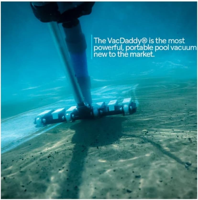 The VacDaddy FAST & POWERFUL Handheld Portable Pool Vacuum NO BATTERY REQUIRED! Cleans pools faster & better. Heavy Duty Professional Power for Residential and Commercial Inground & Above Ground Pools