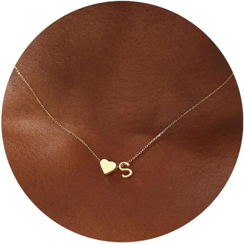 Turandoss Gold Heart Initial Necklace for Women Teen Girls - 18K Gold Plated Letter A-Z Pendant Necklace Dainty Heart Necklaces Tiny Initial Necklaces Birthday Gifts for Women Jewelry