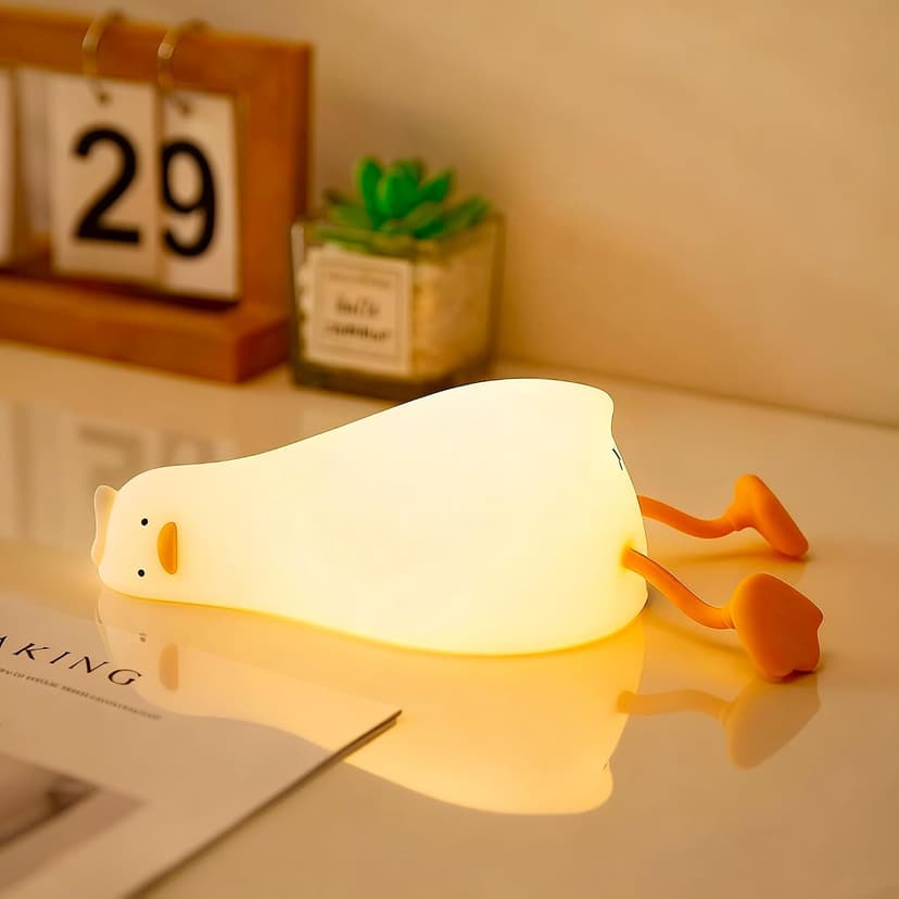 Lying Flat, Cute Squishy Ducky Lay Touch Kids Lamp, College Funny Dirty Santa Gag, Yankee Swap, Birthday Gifts, Safe Silicone YR YRHH-PET Existential Crisis Duck Lamp Night Light, White Elephant Gifts B0DRL96PCC