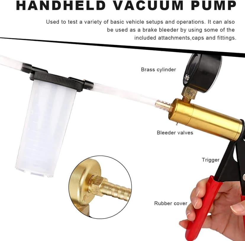 YTFRL Hand Held Vacuum Pump Brake Bleeder Kit, Brake Clutch Fluid Bleeder Vacuum Pump Pressure Tester with Gauge Adapters, Automotive Brake Fluid Bleeding Set with Protected Case