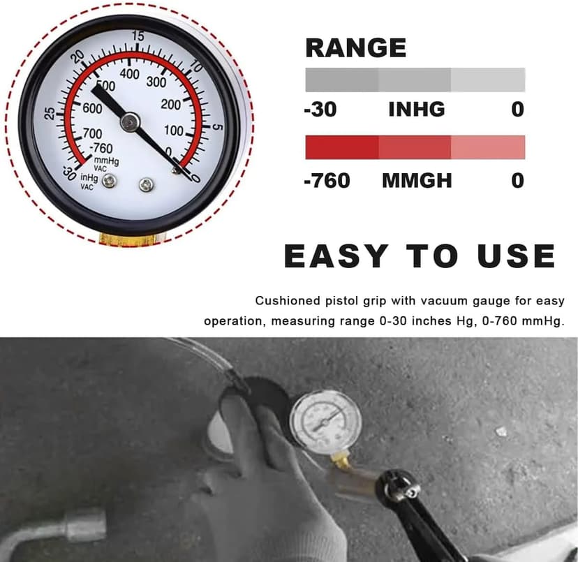 YTFRL Hand Held Vacuum Pump Brake Bleeder Kit, Brake Clutch Fluid Bleeder Vacuum Pump Pressure Tester with Gauge Adapters, Automotive Brake Fluid Bleeding Set with Protected Case