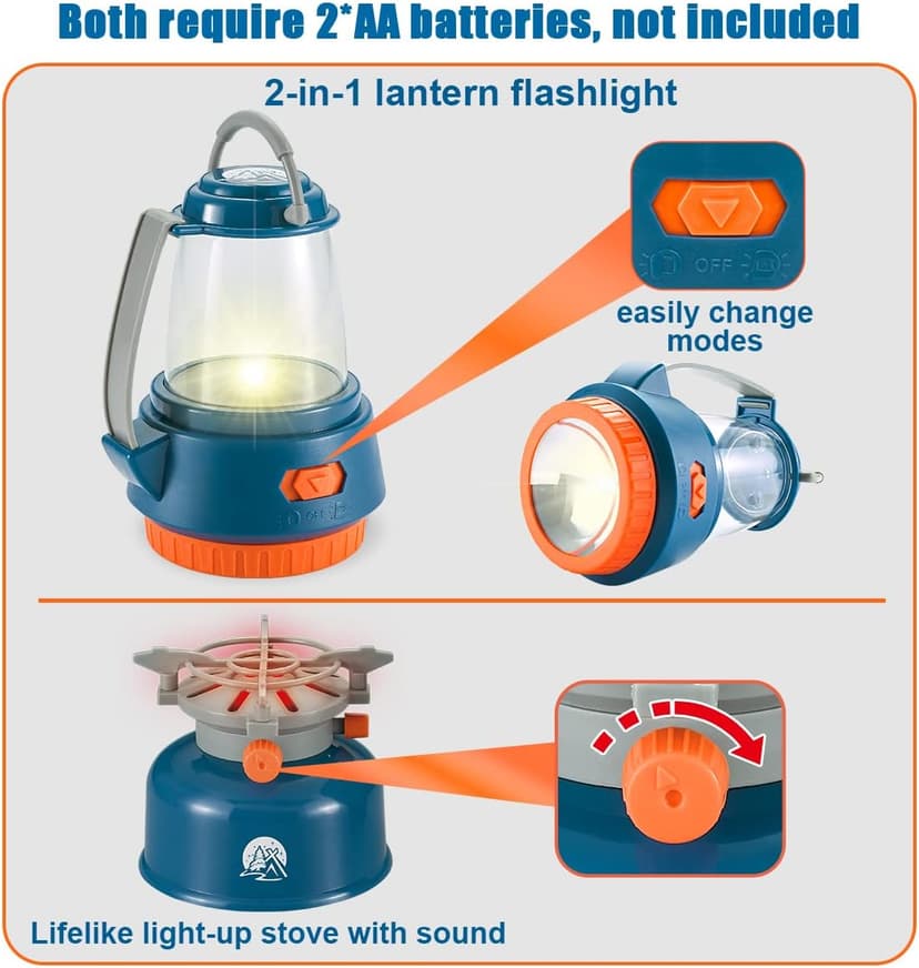 Pop-up tent, campfire, lantern, binoculars and camping gear for realistic pretend adventures indoors or outdoors Meland Camping Play Set for Child 3-6, Pretend Adventure Toy Gift B094XXBT8Z
