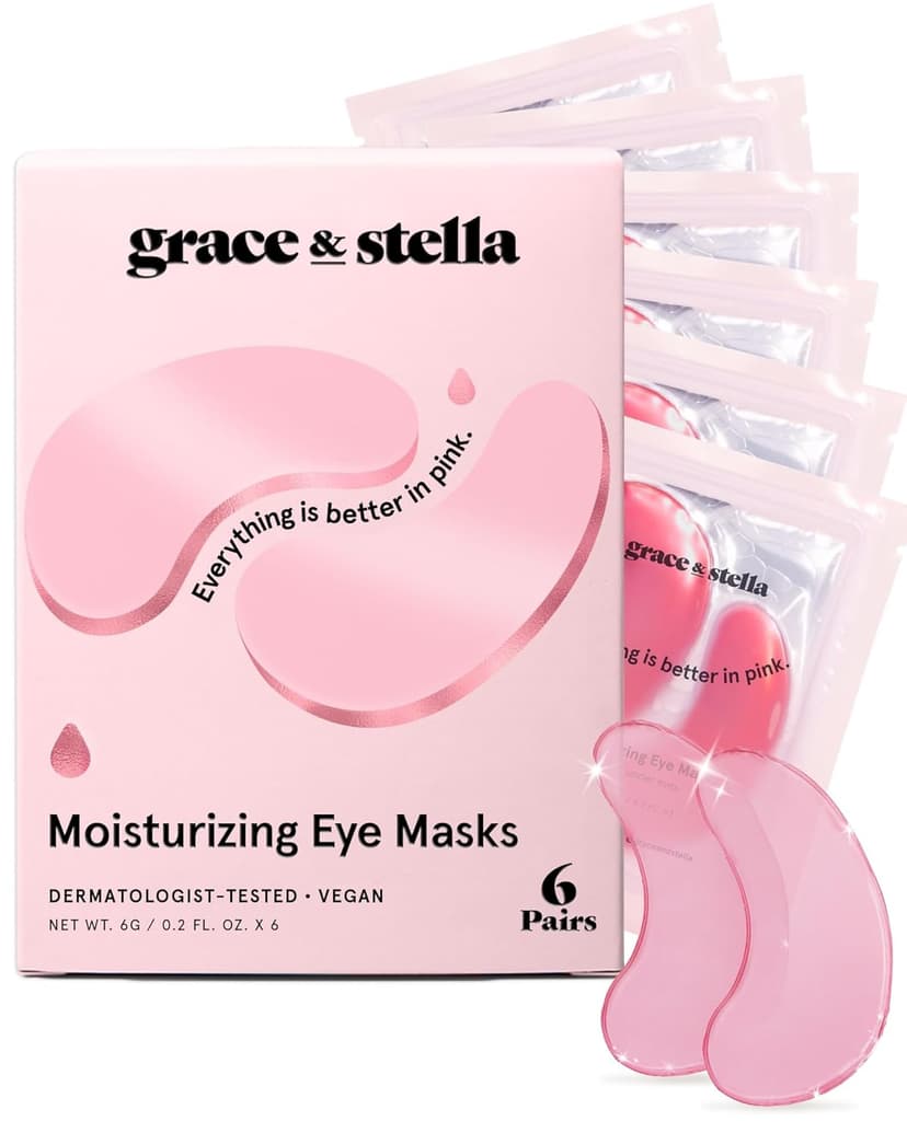 grace & stella Award Winning Under Eye Mask - Reduce Dark Circles, Puffy Eyes, Undereye Bags, Wrinkles - Gel Under Eye Patches - Gifts for Women Under 10 Dollars - Vegan Cruelty-Free (Pink, 6 Pairs)