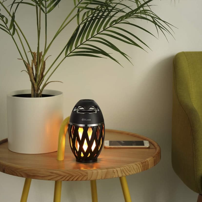 DiKaou LED Flame Outdoor Table Lamp Torch Table Lamp with Blutooth Speaker, Rechargeable Ambience Lantern with Flickers Warm Light for Patio/Porch/Home Decor, Best Gift for Men Women Teens Kids B07QQNST7B