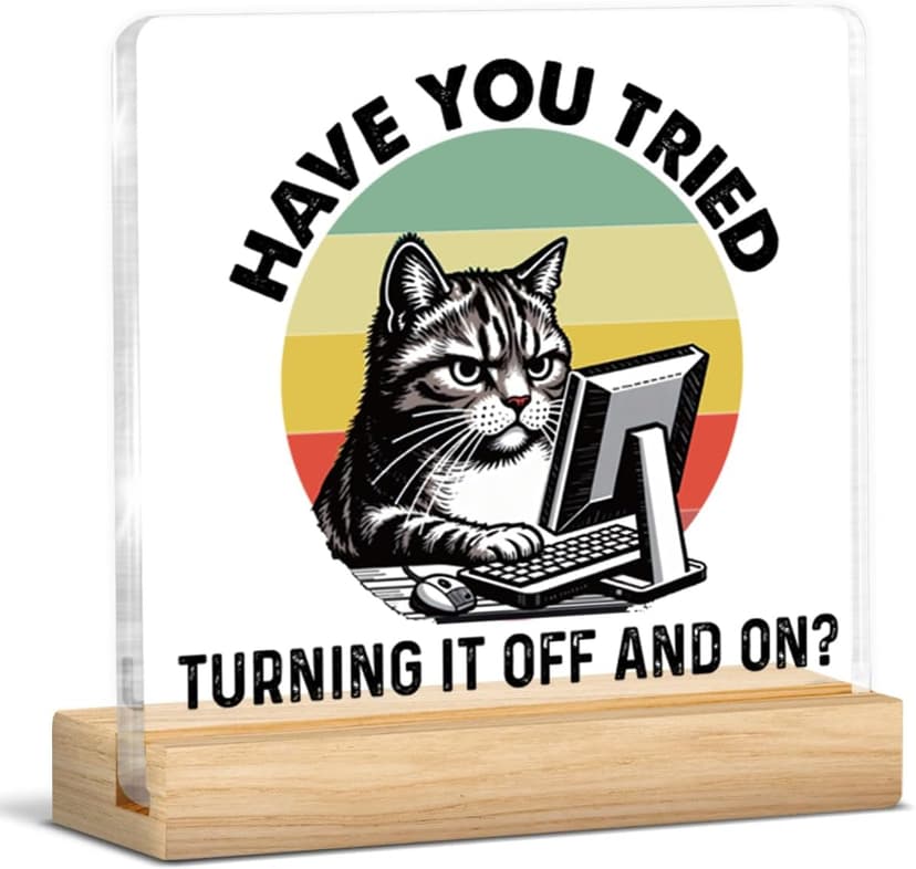 Funny Tech Guys Office Decor, Humorous Gifts for IT Team Technical Tech Guys Engineers Programmer, Technician Gifts Engineer Gift Acrylic Plaque Sign Office Desk Decor B0FRS4VC62