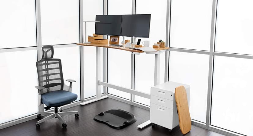 UPLIFT DESK 2-Leg V2-Commercial C-Frame Height Adjustable Standing Desk Frame (White), No Desktop, Advanced Memory Keypad, Free Wire Tray