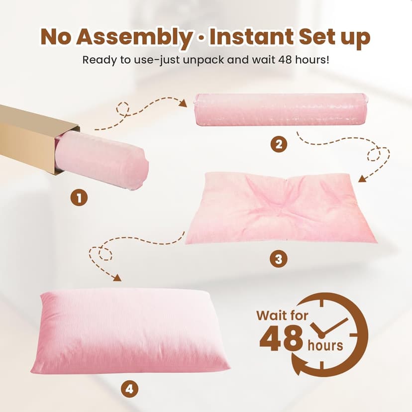 3 in 1 Kids Bean Bag Chair Bed for Kids or Adults, Convertible Chair Folds from Bean Bag Sofa to Lounger, Child Floor Sofa for Gaming, Reading, Floor Mattress with High-Density Foam (Pink)