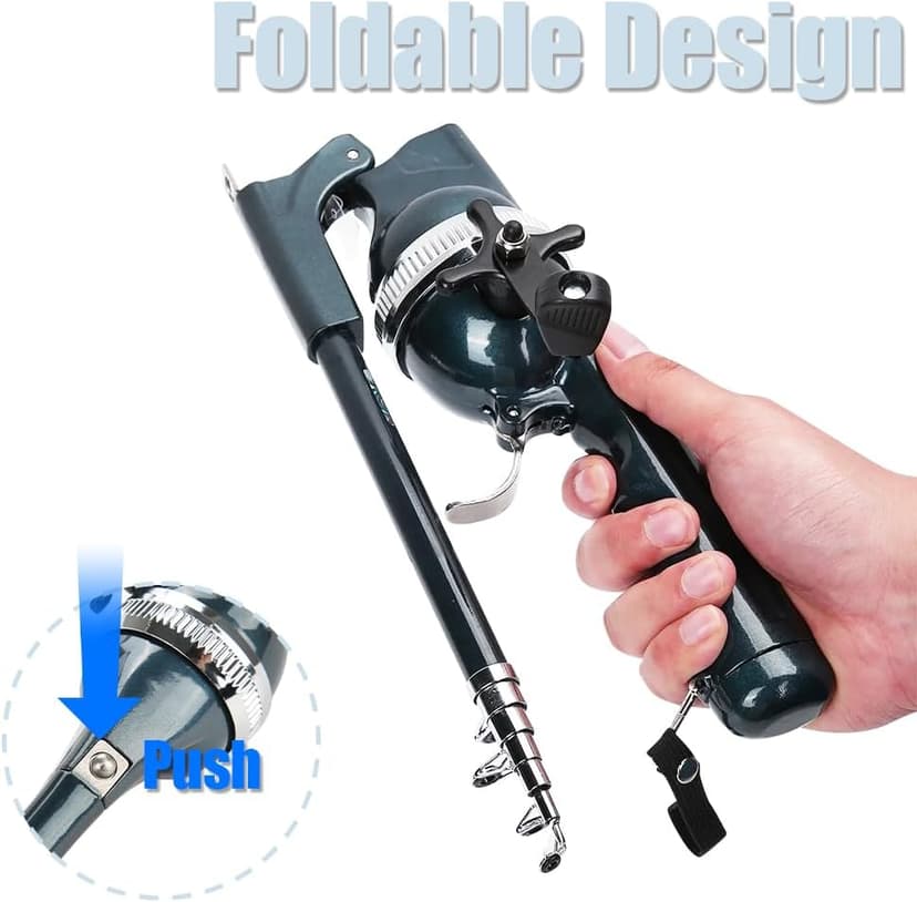 Fishing Rod, Fishing Pole Fishing Rod and Reel Combo Telescopic Fishing Rod Collapsible Rod Stainless Steel Pocket Fisherman Tackle Portable for Beginner Kids Adults Travel Saltwater Freshwater
