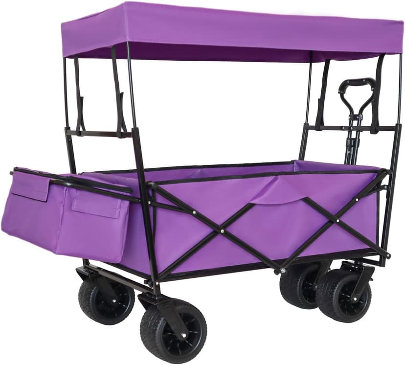 480Lbs Collapsible Wagon with Canopy Steel Large Capacity Camping, Shopping, Sports, Garden Outdoor-Ready