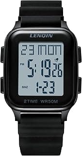 LN LENQIN Mens Digital Watch Ultra Thin Minimalist Sports Waterproof Digital Watches Men Outdoor Wrist Watch for Men with LED Backlight Timer Alarm Date