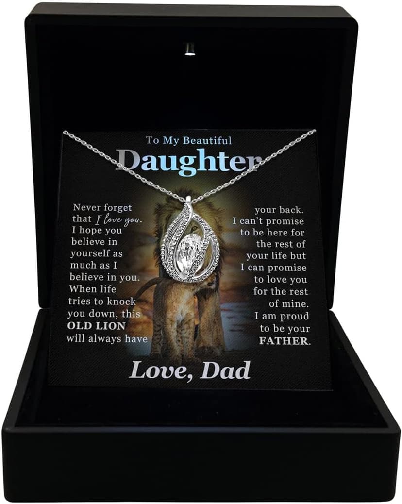 TRYNDI To My Daughter Necklace from Dad - Christmas Gifts for Daughter, Granddaughter, Daughter-In-Law, Women's Jewelry Gifts for Women Birthday, Valentine's Day, Mother's Day