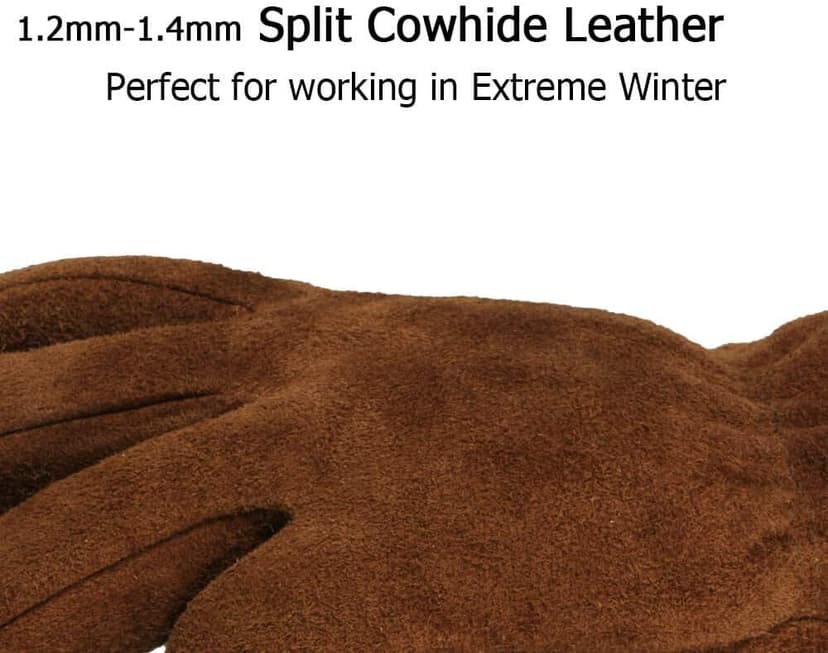 OZERO Work Gloves Winter Insulated Snow Cold Proof Leather Glove Thick Thermal Imitation Lambswool - Extra Grip Flexible Warm for Working in Cold Weather for Men and Women (Brown,Large)