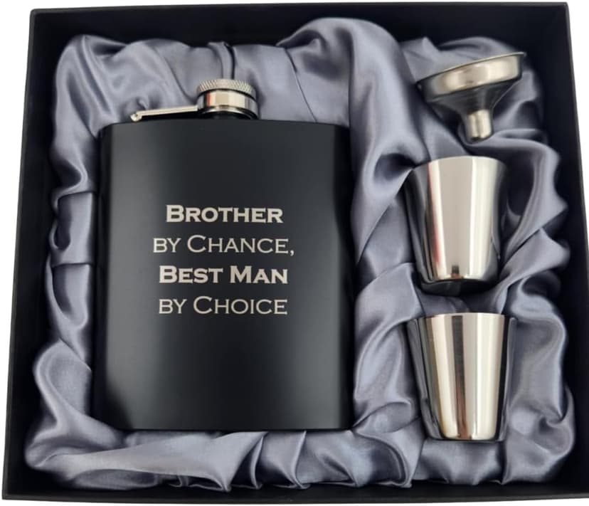 Best Man Gifts from Groom, Will You Be My Best Man Proposal, Gift for Brother on Wedding Day, Engraved Hip Flask, Brother by Chance Flask B0F5YF16F6