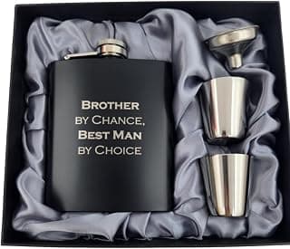 Best Man Gifts from Groom, Will You Be My Best Man Proposal, Gift for Brother on Wedding Day, Engraved Hip Flask, Brother by Chance Flask B0F5YF16F6