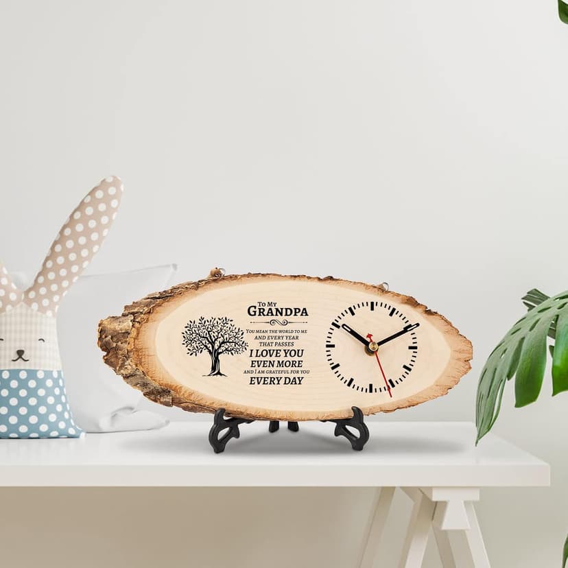 Grandpa Birthday Gifts from Grandkids, Christmas Fathers Day Birthday Gift for Grandfather, DIY Engraved Clock for Home Decor BeauGift Grandpa Gifts, Wooden Clock Birthday Gifts for Grandpa Grandfather B0F8Q4Z8QC