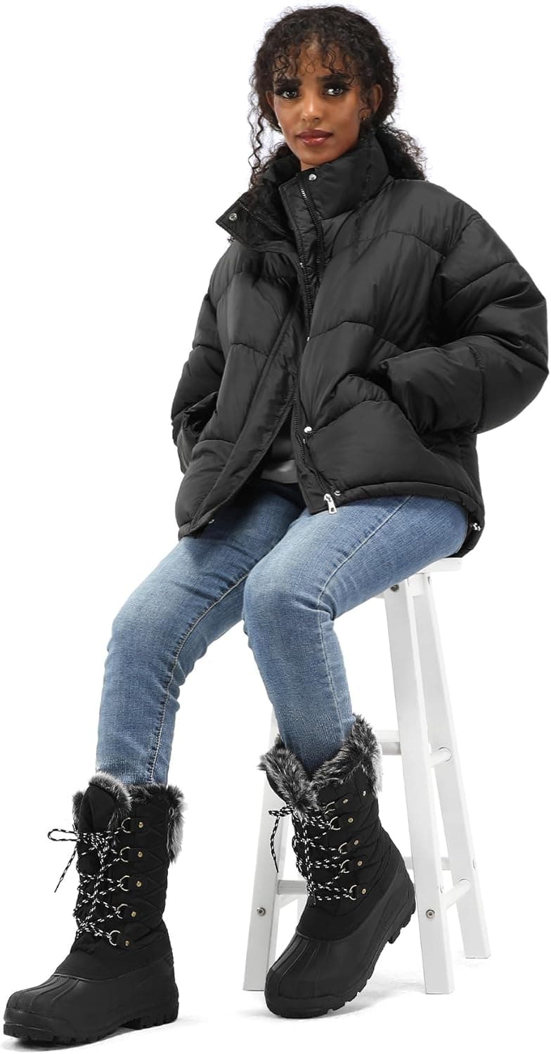 mysoft Women's Snow Boots Warm Insulated Faux Fur Lined Waterproof Mid-Calf Winter Boots