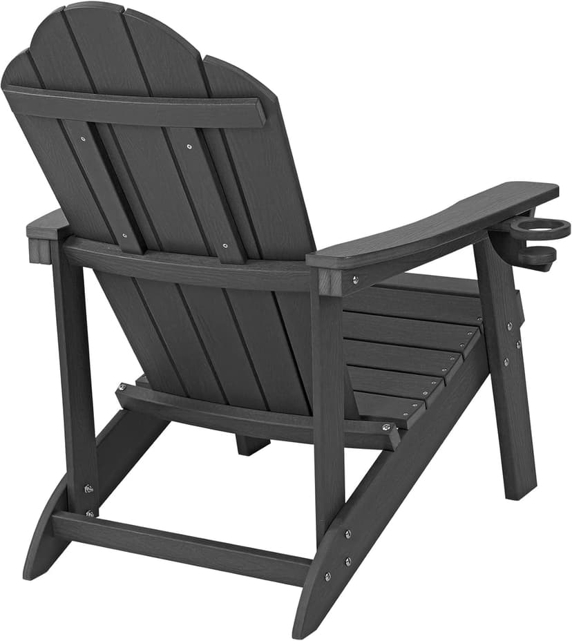 LUE BONA HDPE Adirondack Chairs Set of 4 - Weather Resistant Seating with Cup Holder for Patio, Fire Pit, Deck & Resort Garden, Black