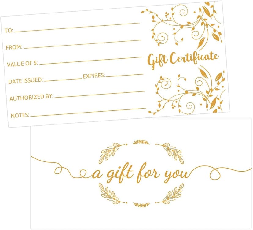 Fancy Land Blank Gift Certificates 25pcs Gold Foil Certificate Cards with Envelopes for Business Salon Spa Restaurants Vouchers for Christmas Holiday