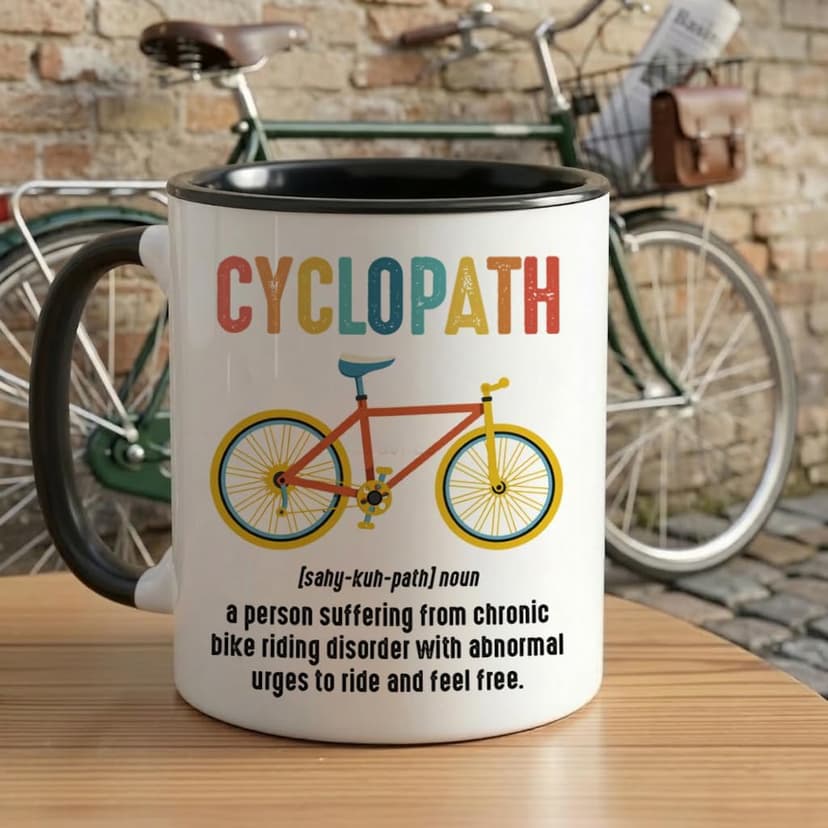 Gift for Cyclist, Cyclopath Definitions Funny Cycling Mug 11oz, Fathers Mothers Day Birthday Christmas Cool Gifts for Cyclists Biker Pedaller Bicycle Lover Triathlete, Bicycle Coffee Cup B0GSG7JZ78