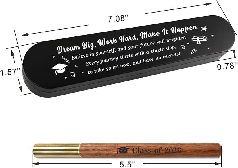 Inspirational Graduation Gifts for High School & College Graduates, Meaningful 2026 Commencement Keepsake for Him and Her Class of 2026 Engraved Wooden Gel Pen, Graduation Gift Pen with Black Box B0GQLGK1BP