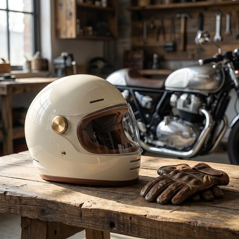 Retro Motorcycle Helmet for Adults?Vintage Full Face Helmet with Ventilation System, Waterproof Design for Motorcycle Riding