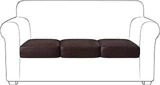 Yates Home PU Leather Couch Sofa Cushion Slipcover Water-Proof Elastic Chair RV Seat Covers Loveseat Sofa Furniture Protector Slip Cover for Settee Seater Replacement Living Room(3 Pieces, Chocolate)