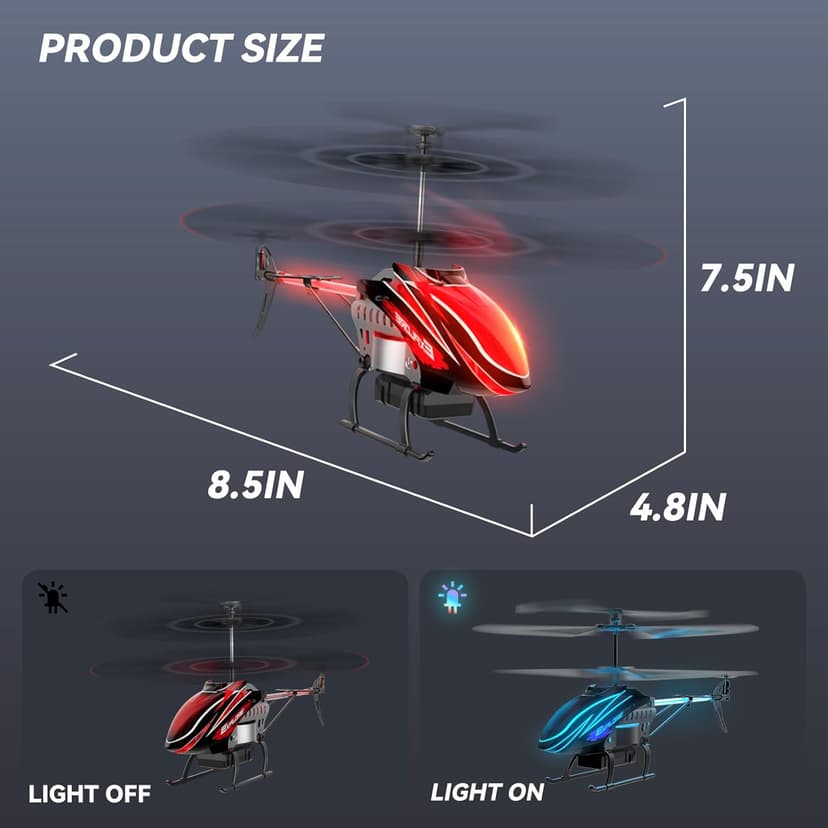 BUSSGO RC Helicopter, Remote Control Helicopter for Kids with 30Mins Flight(2 Batteries), 7+1 LED Light Modes, Altitude Hold, RC Toys for Boys Girls
