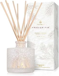 Thymes Frasier Fir Reed Diffuser Set – Includes Reeds, Fragrance Oil, and Frosted Glass Bottle – Fragrance Oil Diffuser – Room Fresheners – Luxury Home Decor – White (Flocked, 4 fl oz) B0D1VZKBS5