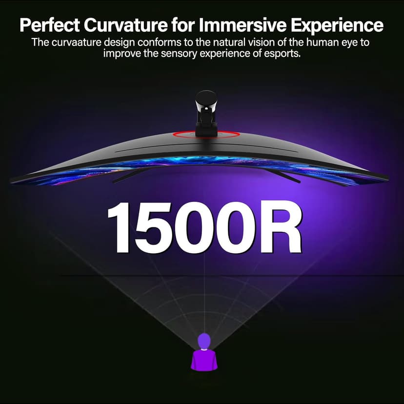 Gawfolk 34 Inch Ultrawide Curved Gaming Monitor, 1500R PC Screen UWQHD 3440x1440, 165hz Curved Computer Screen with FreeSync, Multi-Directional Adjustable Base