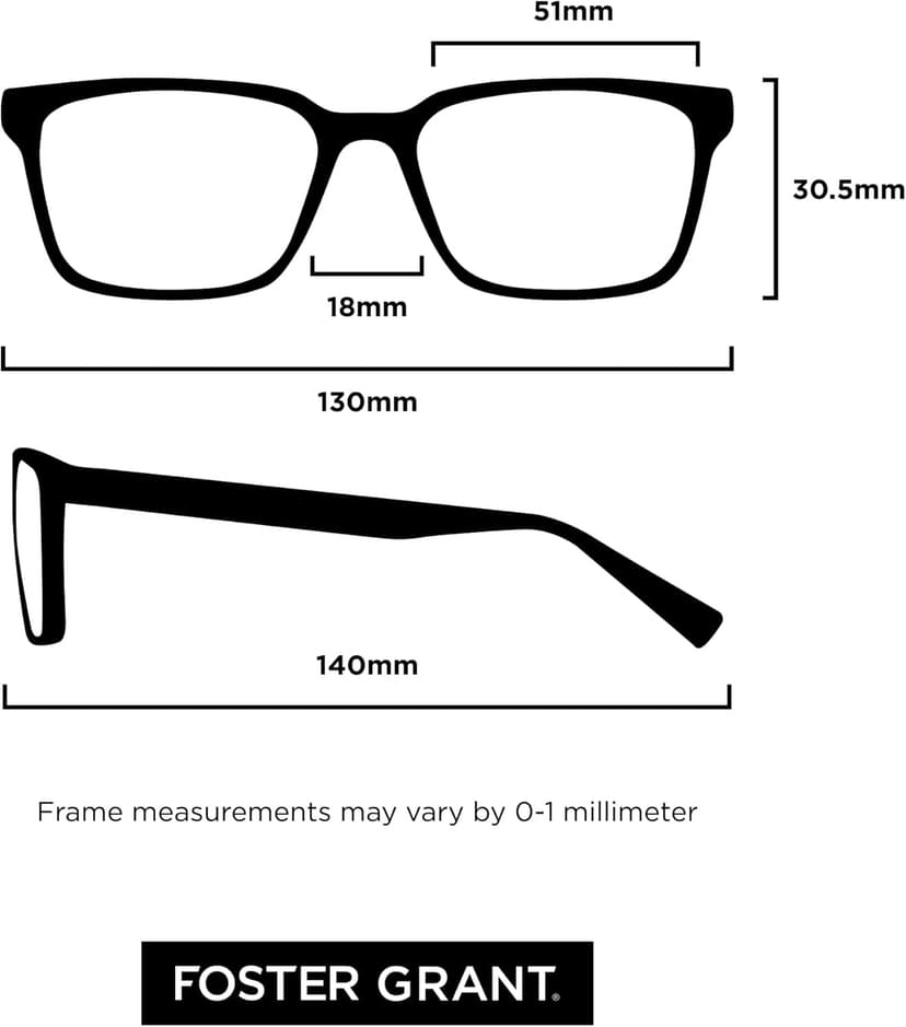 Foster Grant Men's Lamar Square Reading Glasses