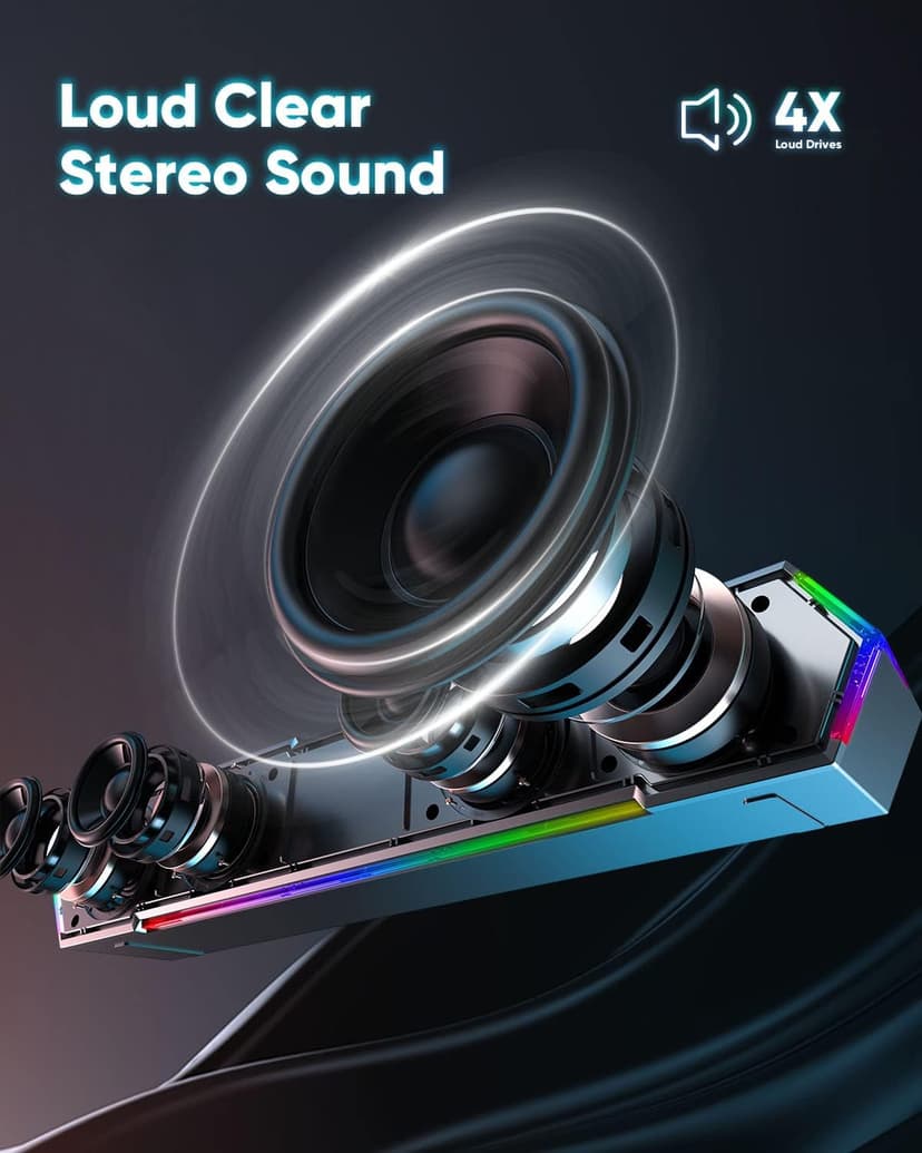 LENRUE G11 Computer Speakers for Desktop, Touch Lights PC Speakers with Surge Clear Sound, USB C/USB Powered, AUX Audio for Computer Desktop PC Laptop Desk