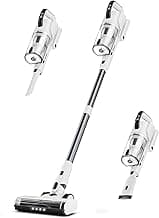 Cordless Vacuum Cleaner, 600W 50KPA 65Mins Runtime Fast Charging Vacuum Cleaner, Self-Standing LED Light Touch Screen Stick Vacuum for Home Light Weight,for Pet Hair/Carpet/Floor, White