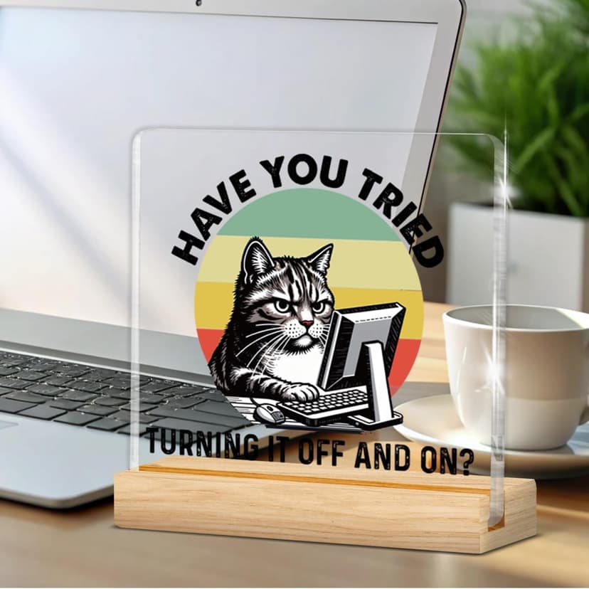 Funny Tech Guys Office Decor, Humorous Gifts for IT Team Technical Tech Guys Engineers Programmer, Technician Gifts Engineer Gift Acrylic Plaque Sign Office Desk Decor B0FRS4VC62