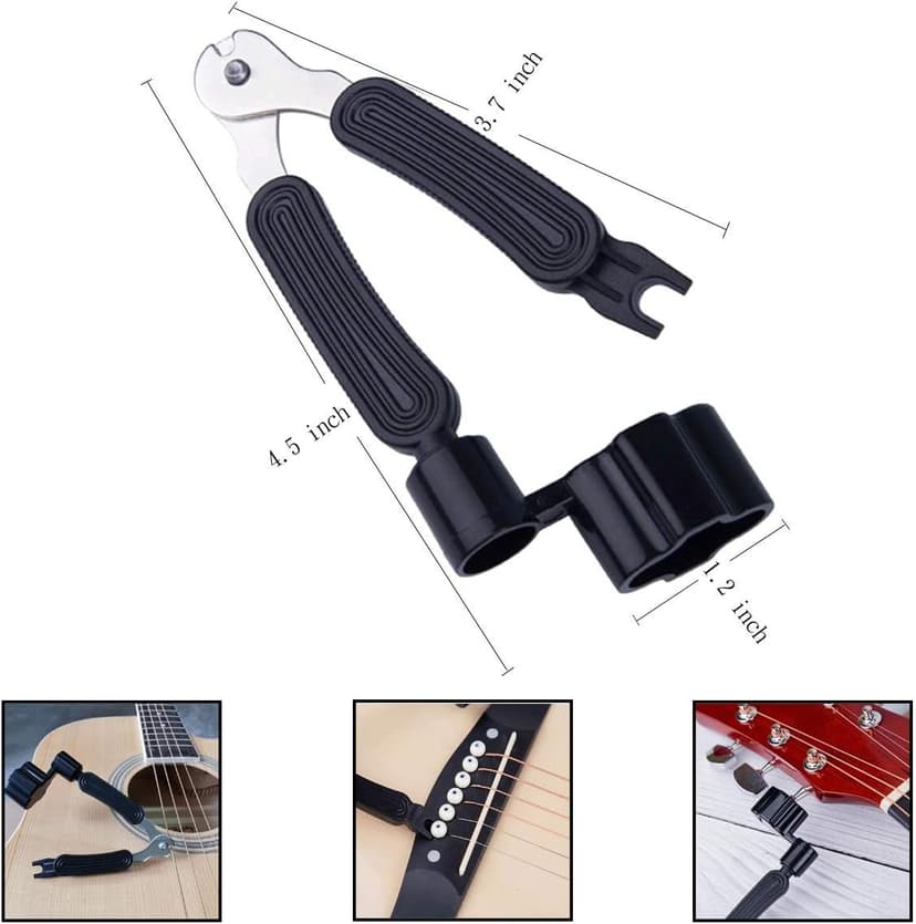 Classical Guitar Strings Nylon Black 3 Full Sets with Tuner, 3 in 1 Restringing Tool, Capo, Cleaning Cloth