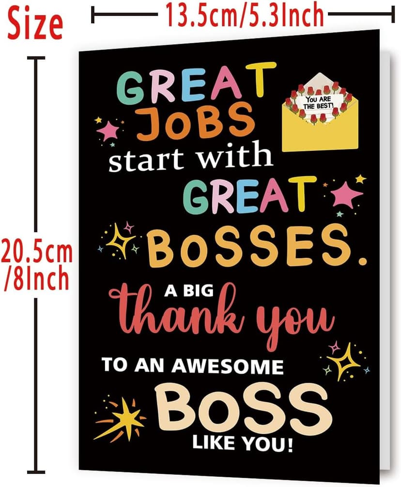 Thank You Card Gifts for Boss Leader Manager, Cute Boss's Day Card for Her Him, Best Boss Appreciation Card for Men Women