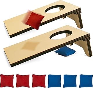 2PCS Mini Tabletop Cornhole Boards, 4.7" W x 7.7" L Wooden Desktop Toss Game with 8 Bean Bags, Portable Game Set for Travel Home