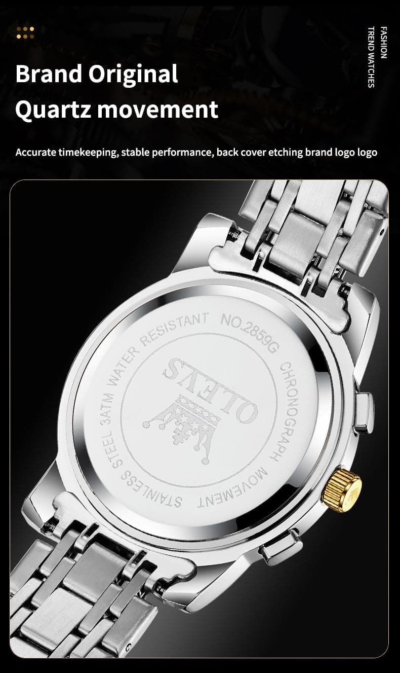 OLEVS Watches Men Waterproof Luxury Big Face Mens Watch Stainless Steel Quartz Analog Dress Watches for Men Luminous Multifunction Man Watch Relojes De Hombre