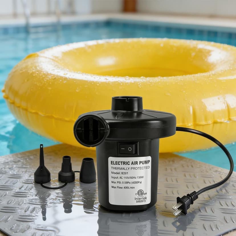 BOMPOW Electric Air Pump for Inflatables Air Mattress Pump Bed Pool Toy Raft Boat Quick Pump Black (AC Pump(130W))