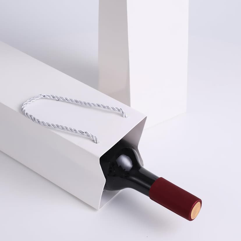 Tlenpo 20 Pack White Wine Gift Bag Set with Handles, 13.7x3.8x3.8 Inch, Kraft Whiskey Wine Bag for Valentines, Wedding, Easter, Christmas, Baby Shower, Birthday Party