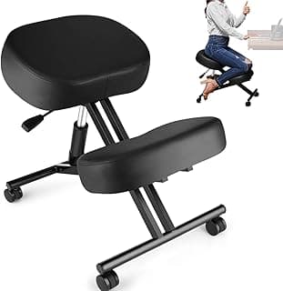 Ergonomic Kneeling Chair, Meditation Chair with Height Adjustable and Cushion for Home and Office, Posture Office Stool with an Angled Seat and Casters