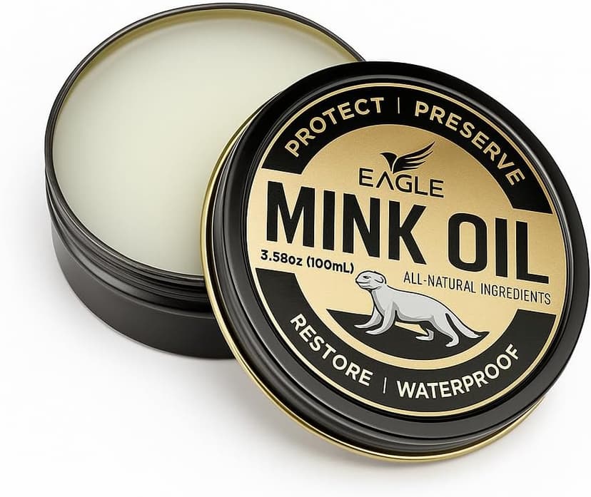 Eagle 4-in-1 Mink Oil Leather Conditioner Kit – 3.52oz Waterproof Paste with Horsehair Brush, Sponge & Microfiber Cloth – Leather Cleaner & Protector for Boots, Shoes, Jackets, Saddles & Bags