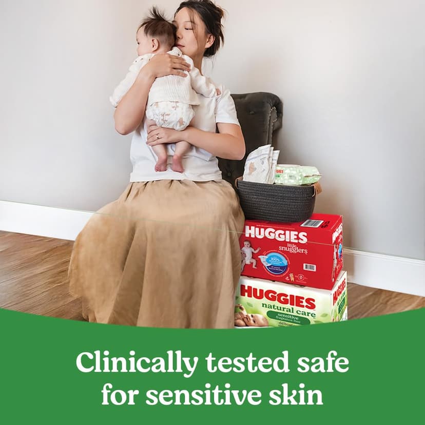 Huggies Natural Care Sensitive Baby Wipes, Unscented, Hypoallergenic, 99% Purified Water, 12 Flip-Top Packs (768 Wipes Total), Packaging May Vary B07SCL613T